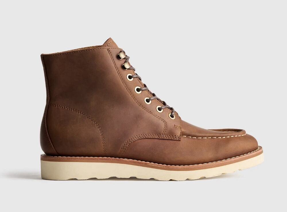 NEW Quince Crafted Leather Moc Toe Boot •Men 13• Whiskey Brown Work Boots $160